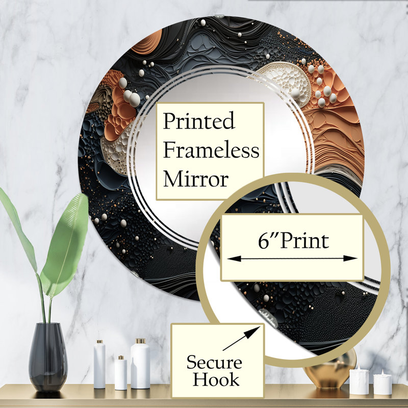 Kielle - Miroir mural moderne rond, 32 po x 32 po