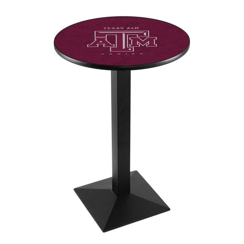 Round Metal Base Dining Table, Black Wrinkle, Texas Christian University