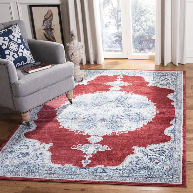Tapis oriental rouge / ivoire Barcus, Rectangle 9 pi x 12 pi