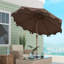 Parasol de patio de 9 pi avec housse à volants à double plateau - inclinable à bouton-poussoir et manivelle pour le contentement extérieur dans plusieurs zones de jardin, terrasse, piscine