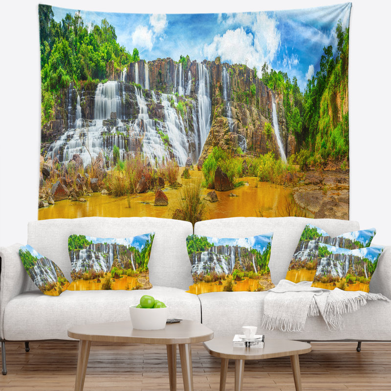 Paysage photographie pongour cascade tapisserie, H 32 po x l 39 po
