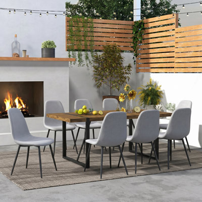 Ensemble de salle à manger 9 pièces en bois avec chaises rembourrées