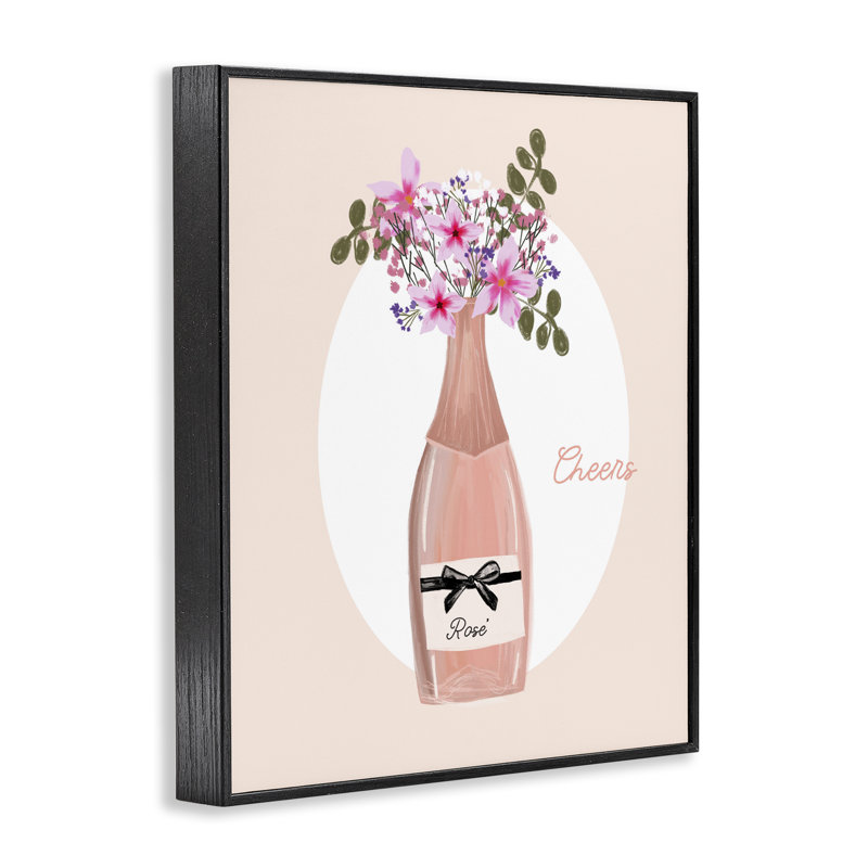 Cheers «Pastel Rosé Art» par Chen Alyesh, Giclée encadrée noir minuit, H 14 po x l 11 po