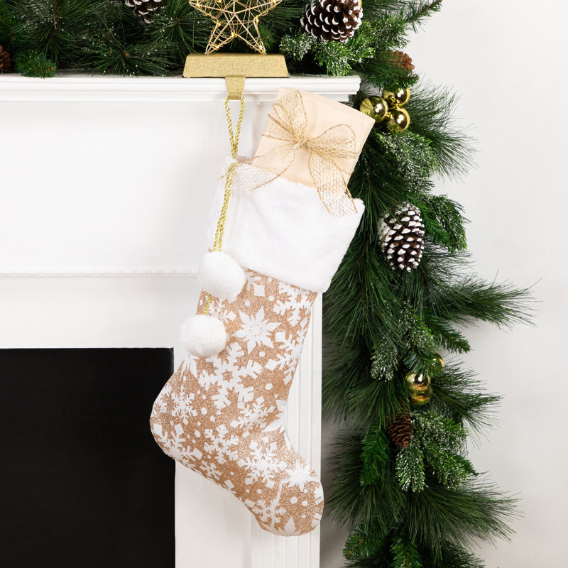 Chaussette de Noël paillettes et pompons scintillantes