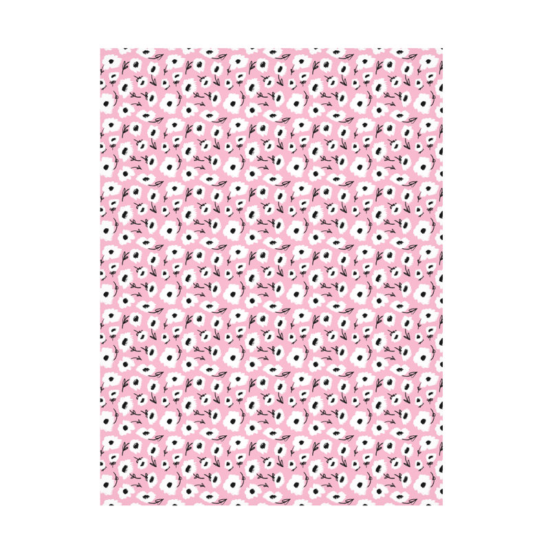 Caislin, fleurs mignonnes sur fond rose, H 24 po x l 18 po x P 2 po