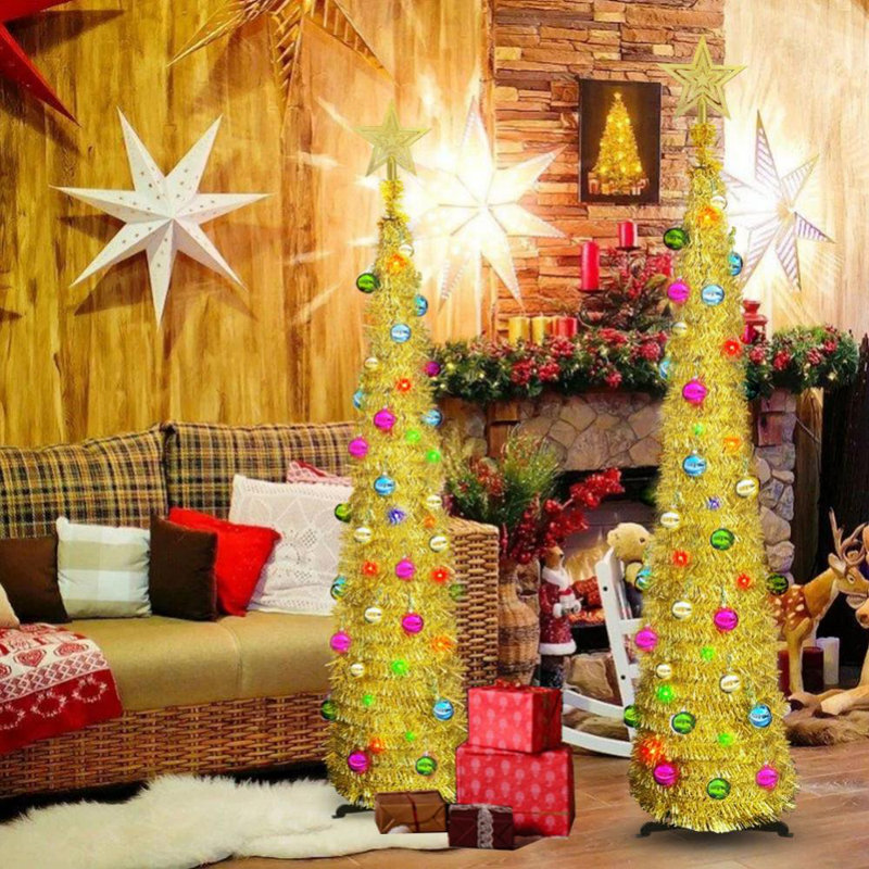Arbre de Noël 5 pi Pop Up Tinsel (doré)