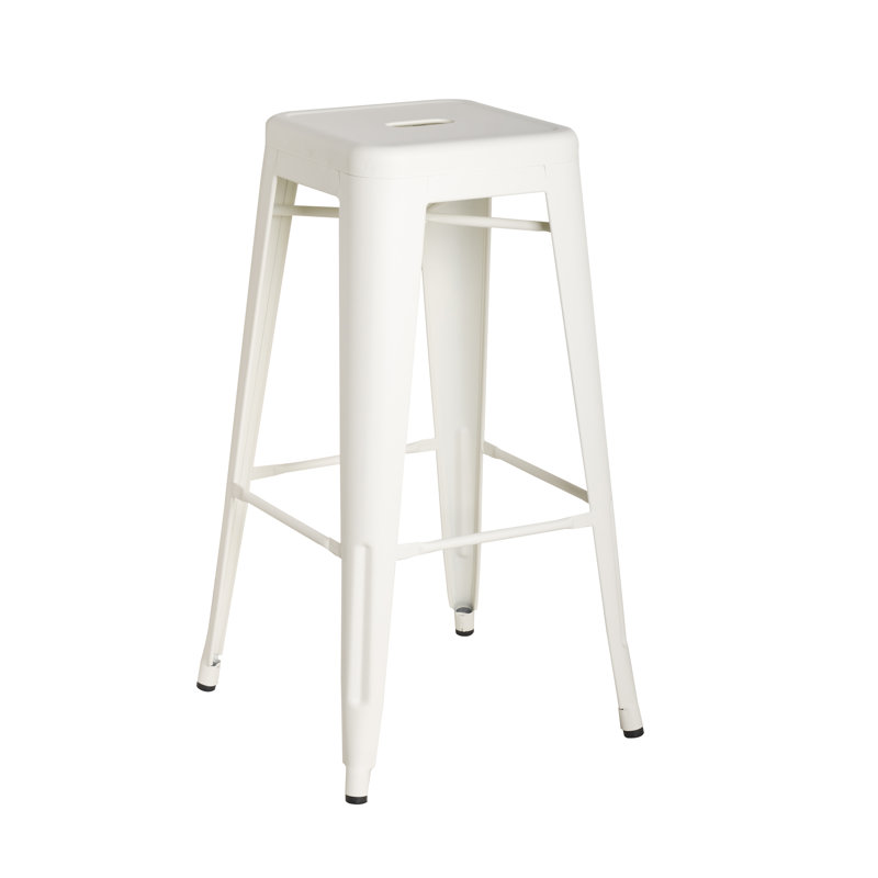 Counter Stool with Metal Frame, Frosted White