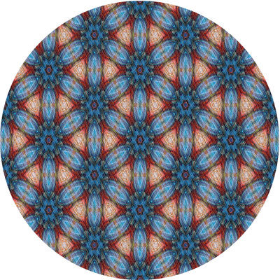 Tapis bleu/rouge tissé à la machine