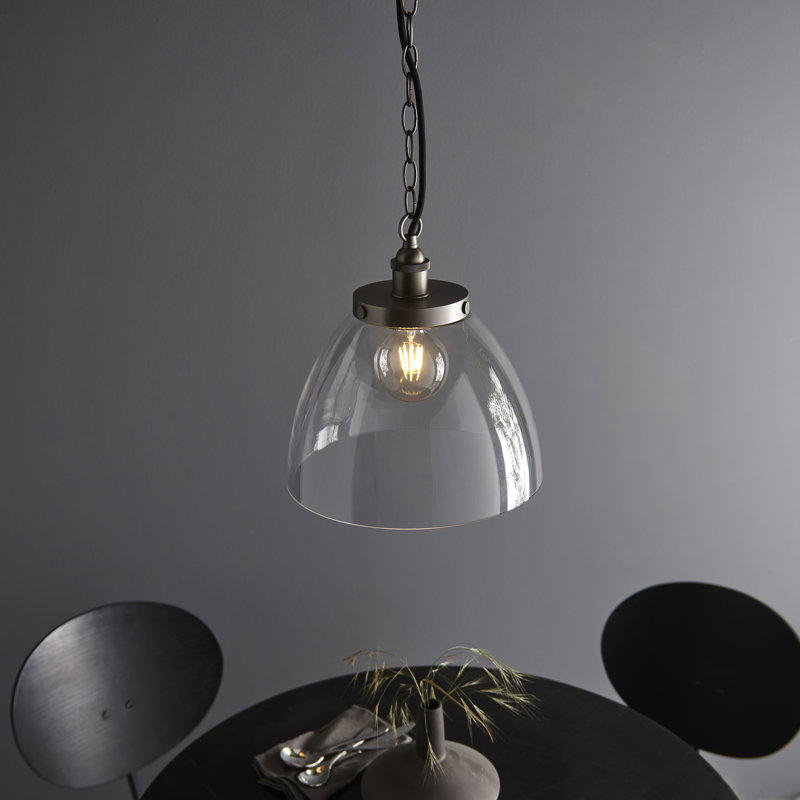 Anais 1 - Light Dome Pendant, Brushed silver paint & clear glass