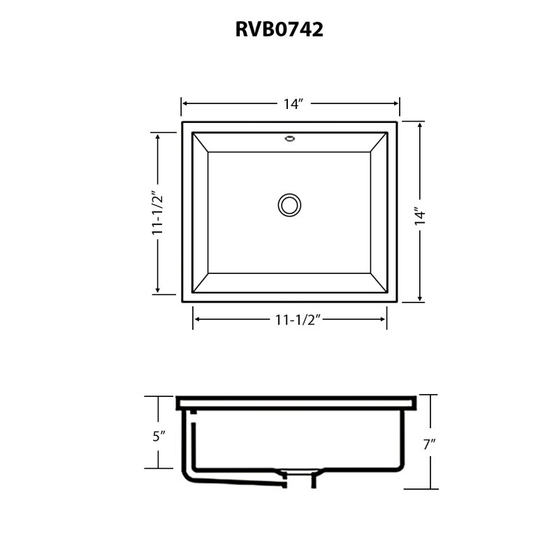Ruvati 14 x 14 inch Undermount Bathroom Vanity Sink White Square Porcelain Ceramic with Overflow