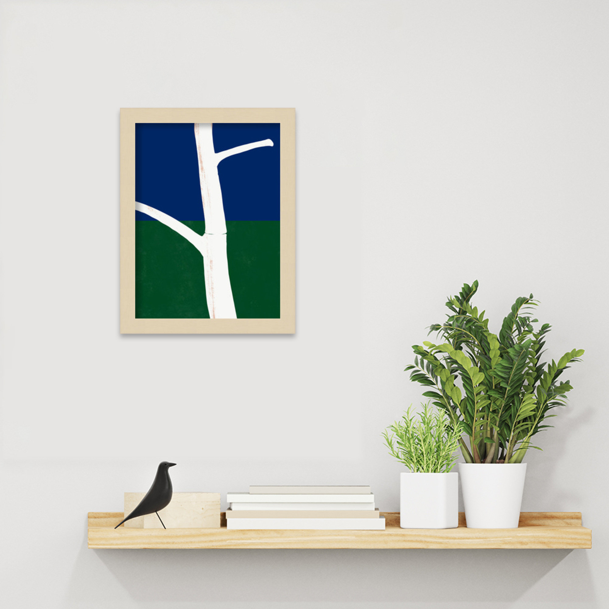 bark by Little Dean Wood Framed Wall Art Print, 13" H x 10" W, White Framed