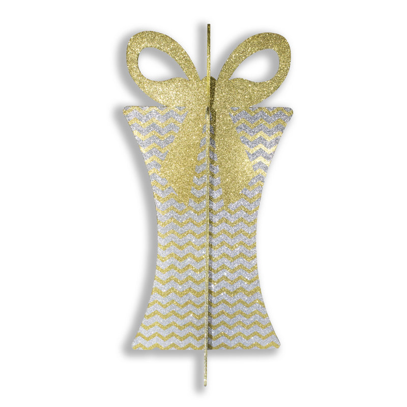 3D Gift Box, Or/argent