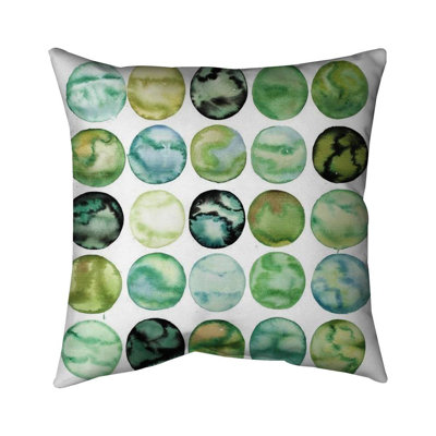 Green circles - 20"x20" Outdoors Throw pillow - Spun poly - Print on demand