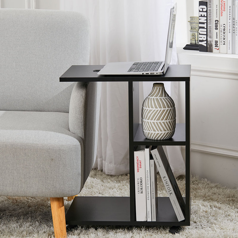 Oxford Tray Top Wheel End Table, Black