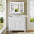 Ensemble de vanité de 2 pièces – Meuble-lavabo de 91 cm avec lavabo en céramique et armoire à miroir de 89 cm