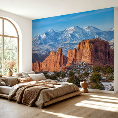 Wall Mural Peel and Stick Wallpaper peak colorado rocky mountain snow winter Self-Adhesive Removable Contact Paper Wall Decor for Living Room Bedroom 69"H x 96"W