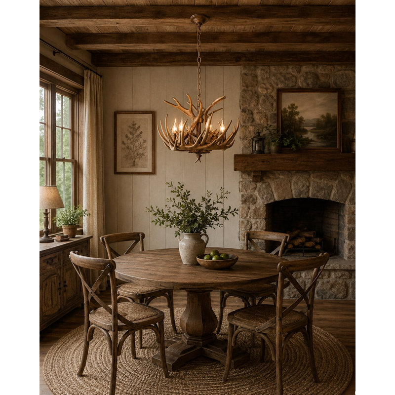 Lustre en bois 6 lumières Dimitri