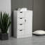 Armoire autoportante à grain de bois blanc pour salle de bain, 4 tiroirs et porte, structure, sangle de basculement, capacité de rangement de 88 lb avec porte pour salle de bain, style, panneau de particules, sécurité, moderne