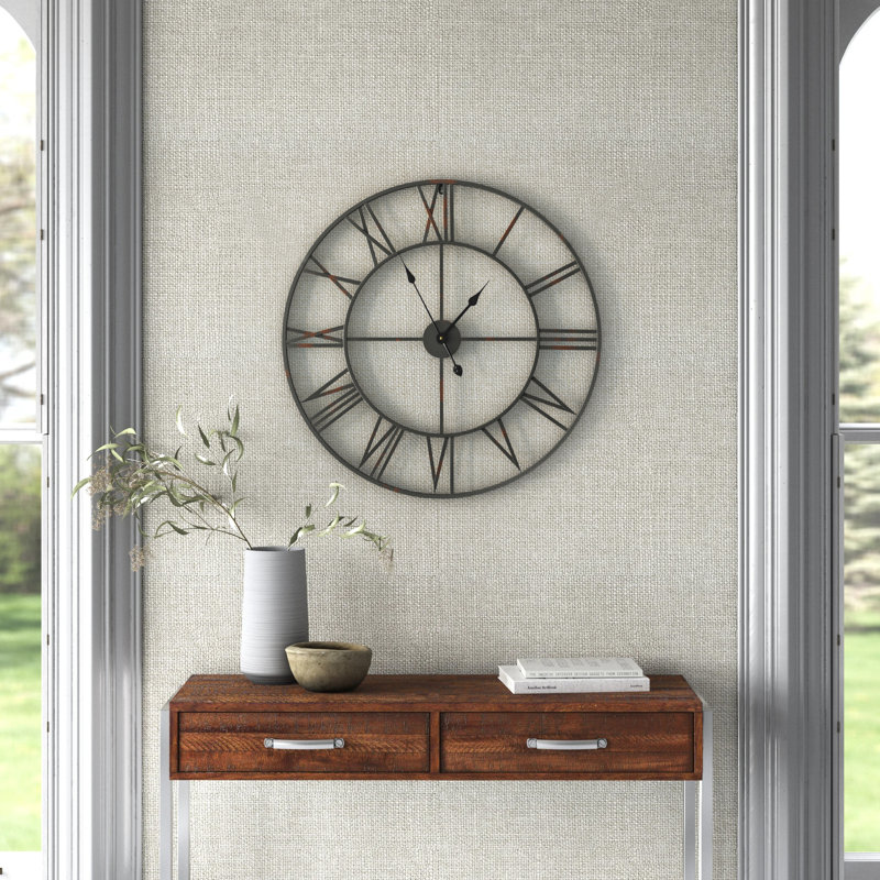 Balliol Iron Wall Clock - Decorative Metal Timepiece for Home & Office, Large, Black