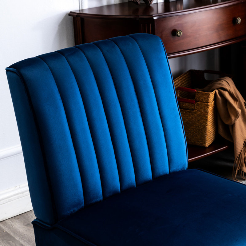 De 2 chaises modernes de style Mid-Century, velours bleu foncé, pieds en bois massif, 2 pièces indispensables pour le salon et la chambre à coucher, velours avec pieds pour