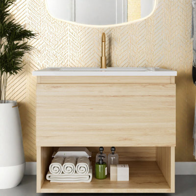 Meuble-lavabo moderne en chêne