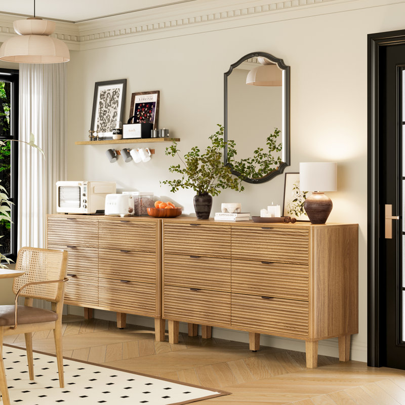Grantville 6 Drawer 120Cm W Double Dresser, Natural Oak