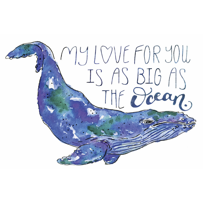 Whale Love II - Wrapped Canvas Print, 30cm H x 46cm W x 3.8cm D