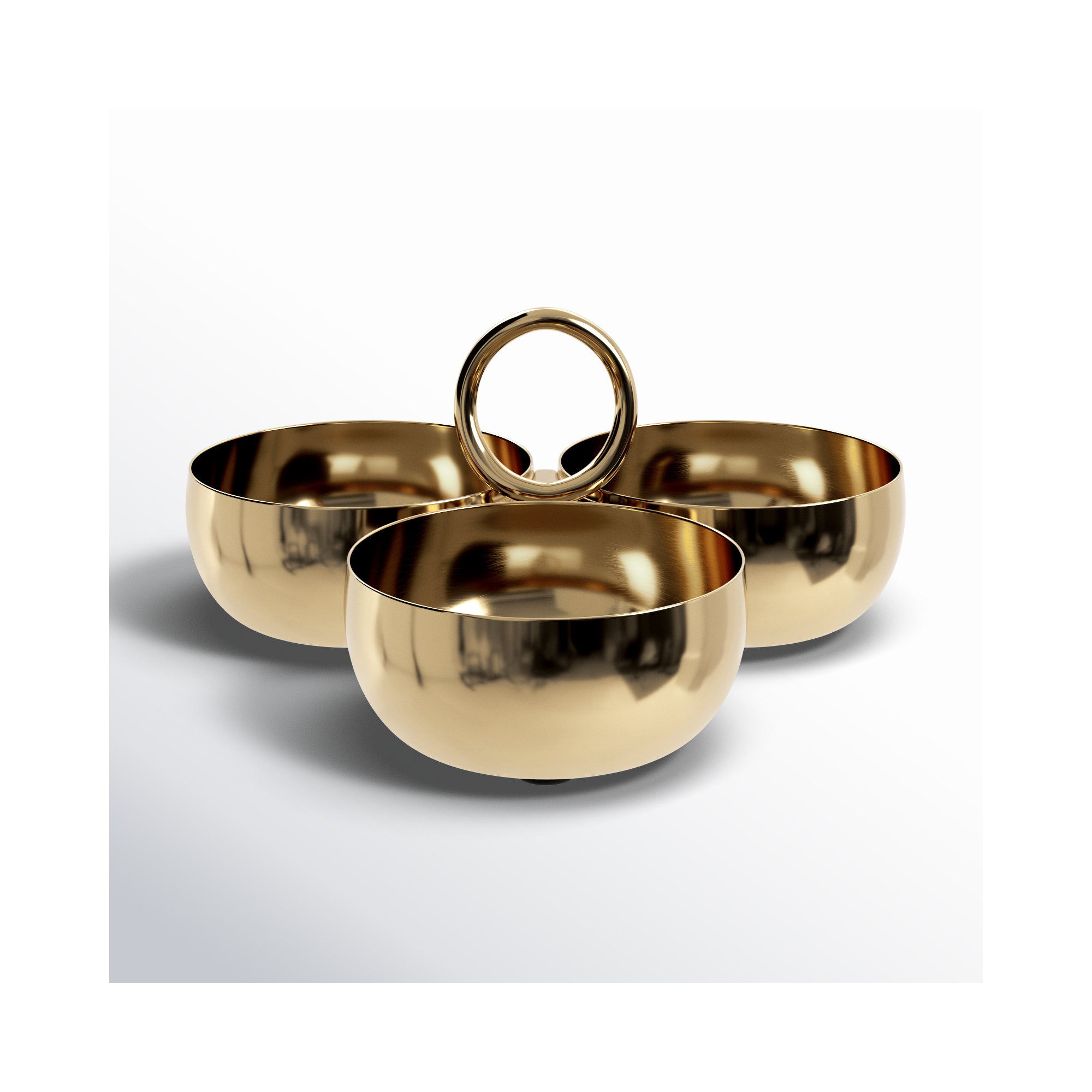 Round Steel/ Brass Condiment Server, Gold