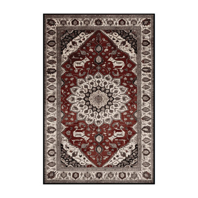 Tapis persan noir lavable à la machine