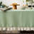Waffle Weave Textured Rectangle/Oblong Tablecloth With Cotton Retro Ruffle Trim Solid For Farmhouse Decor-1952496637-1952496576