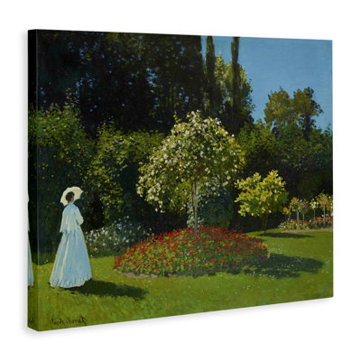 Art mural classique sur toile, "Monet Lady in Garden" par one1000paintings