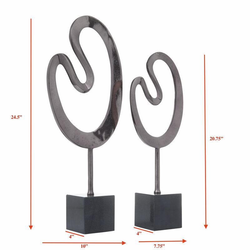 Andere 2 Piece Metal Sculpture Set, Black