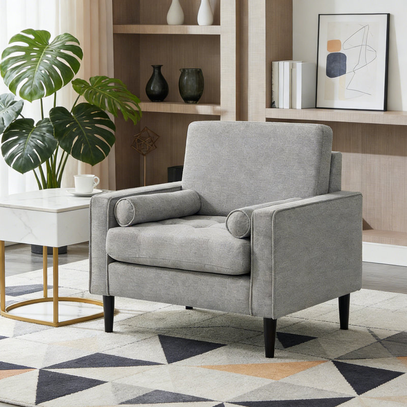 Mid-Century Single Armchair, Grey