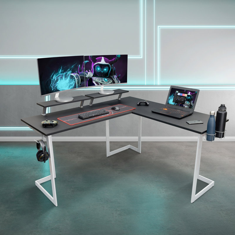 Bureau de jeu en L Techni Sport Warrior, White
