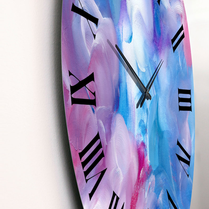 Bleu et rouge abstrait nuages - horloge murale moderne, Moyen