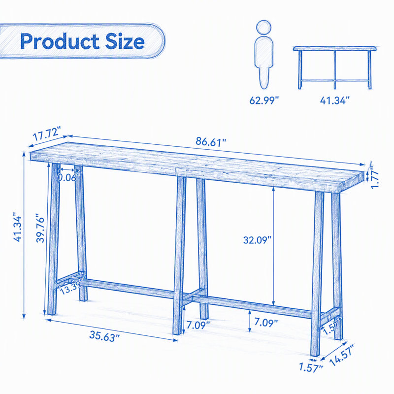 Table de bar 86 po extra longue 86 po