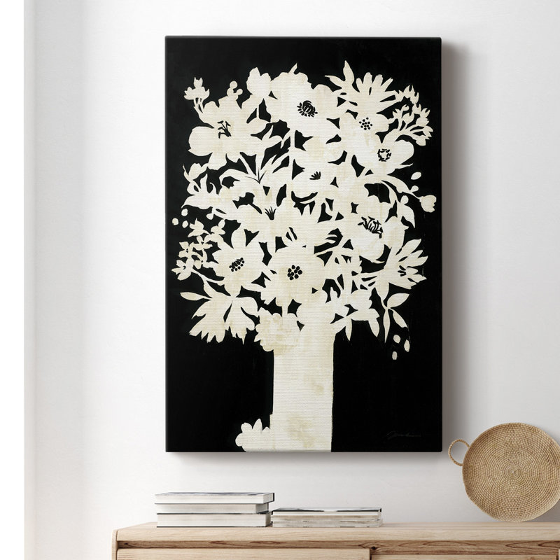 Toile tendue avec châssis Premium Floral Silhouette, H 12 po x l 8 po x P 1 po