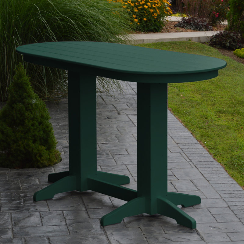 Nettie Oval Outdoor Dining Table With Umbrella Hole , in. W 33'' in. D, Turf Green, 42" H x 60" W x 33" D