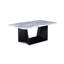 Ensemble de table basse et de table de bout 3 pièces Ady, plateau rectangulaire en faux marbre blanc, noir-118511303