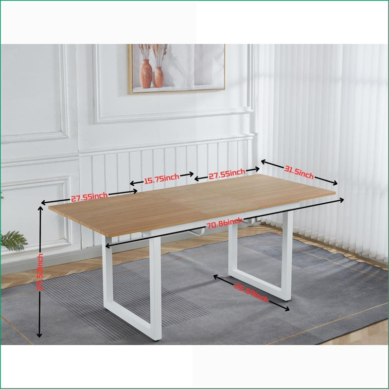 Table basse moderne à économie d'espace avec plateau en panneau de fibres à densité moyenne et pieds en métal - Longueur facile à nettoyer et réglable