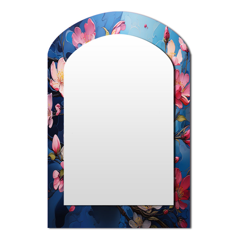 Pomme en fleurs Fauvist Delight I - miroir mural asymétrique unique en forme de pomme, 43 po x 33 po