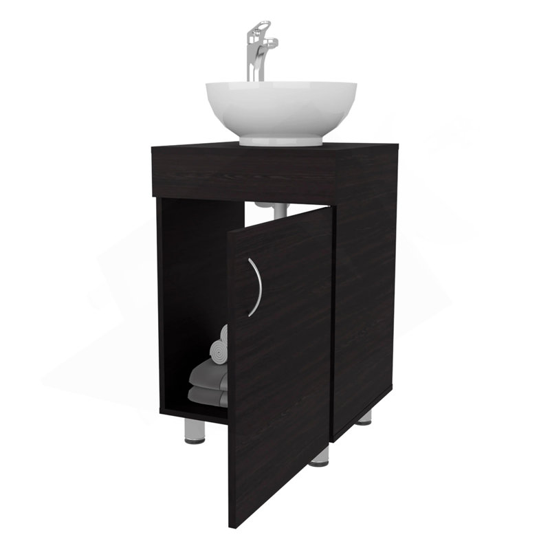 Meuble-lavabo avec lavabo intégré Wengue, Marron foncé