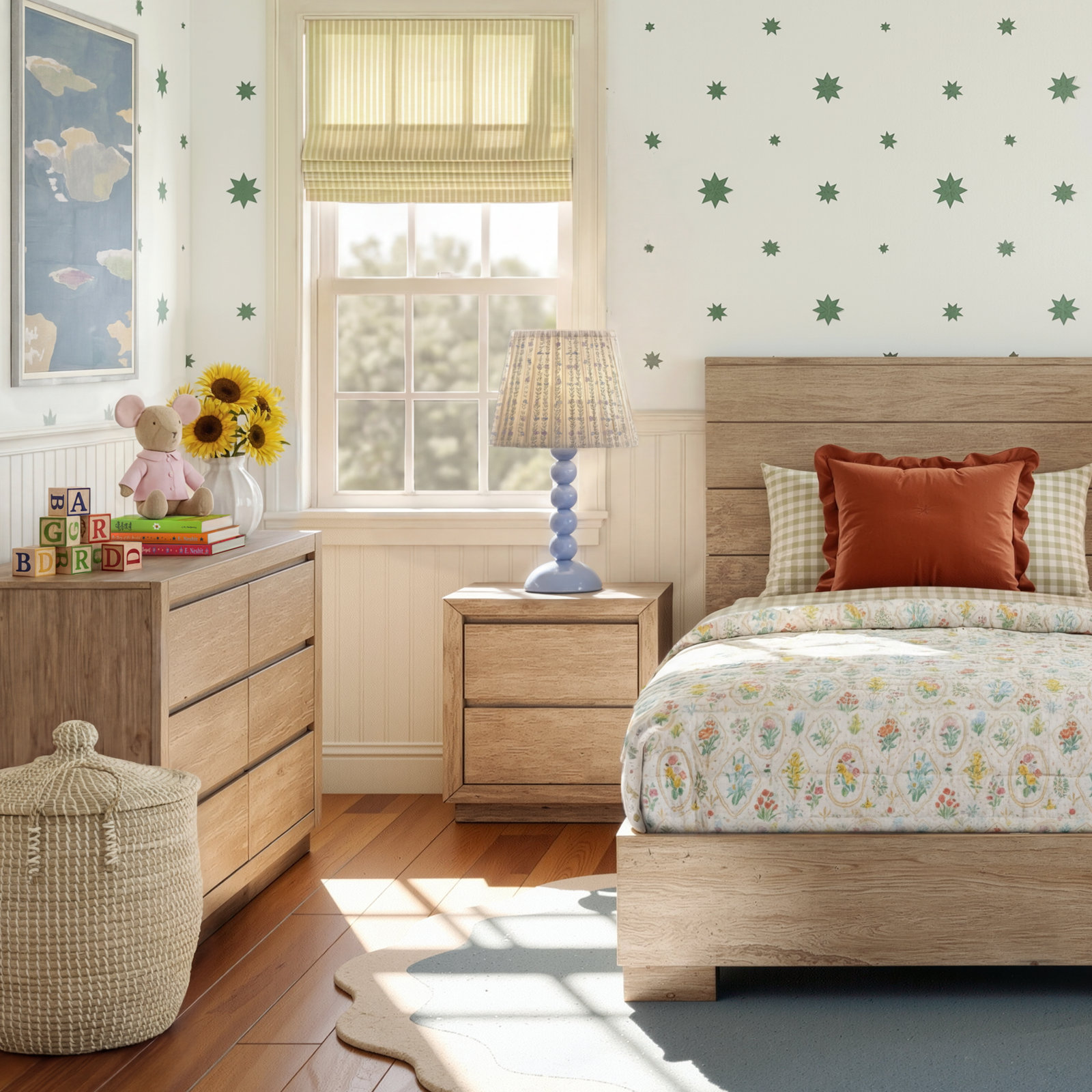Albie Pine Nightstand, Sandstone