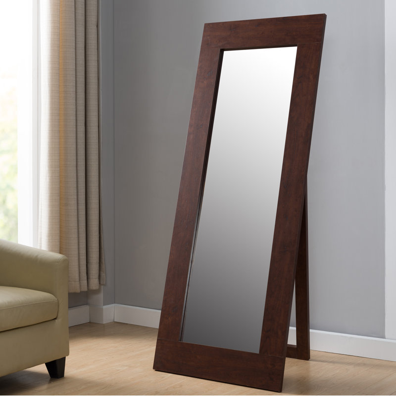 Engleside Wood Flat Floor Mirror, Vintage Walnut