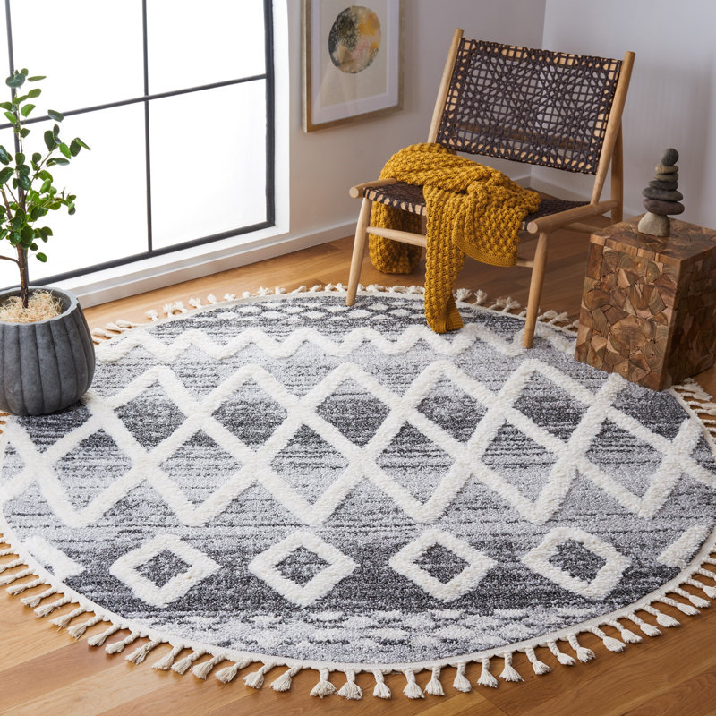 Tapis à poils longs Widner, Rond 6 pi 7 po