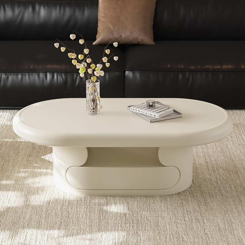 Cream style oval end table, 18.9" H x 47.2" L x 23.6" W