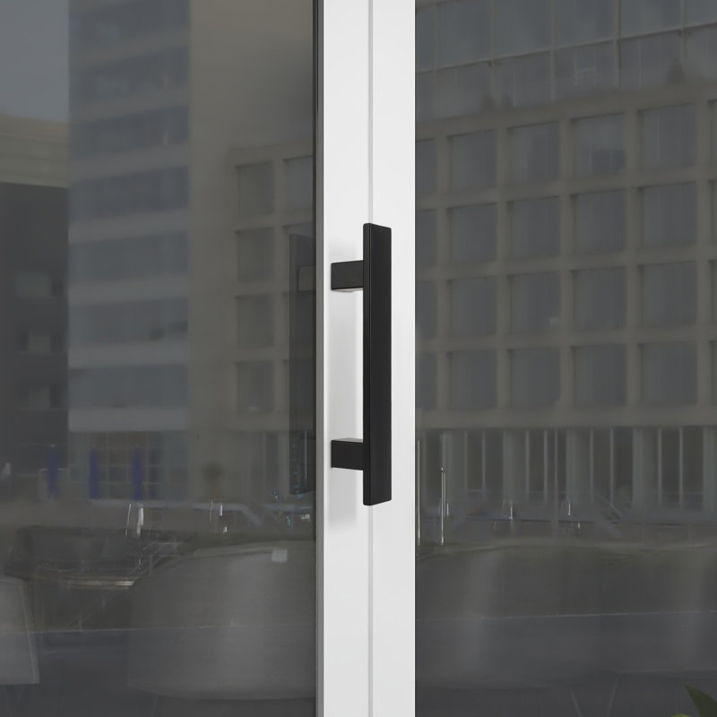Poignée de porte à double face à tirer, poignée de porte en forme de H (1,57 (l)), Noir mat, 11.81"