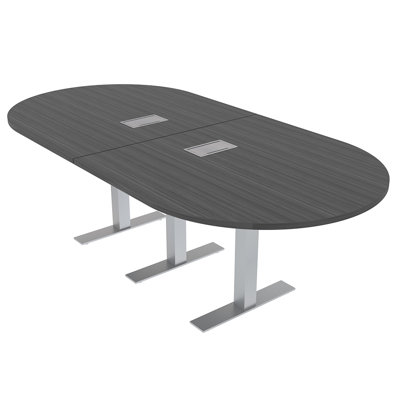 Table de conférence en forme de Rac Rac avec base en T en métal | Unité électrique