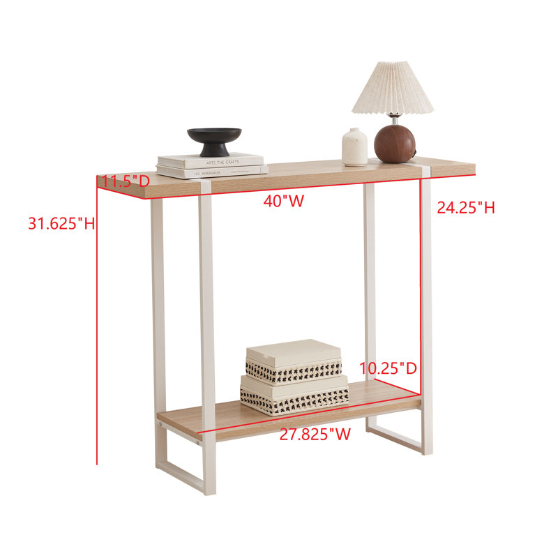 Console avec tablettes Harley, Cadre blanc / panneau brun clair