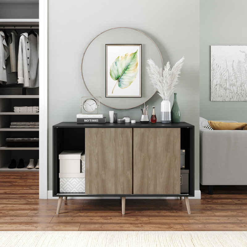Rectangle Accent Cabinet, Oak/Black/Beech Wood